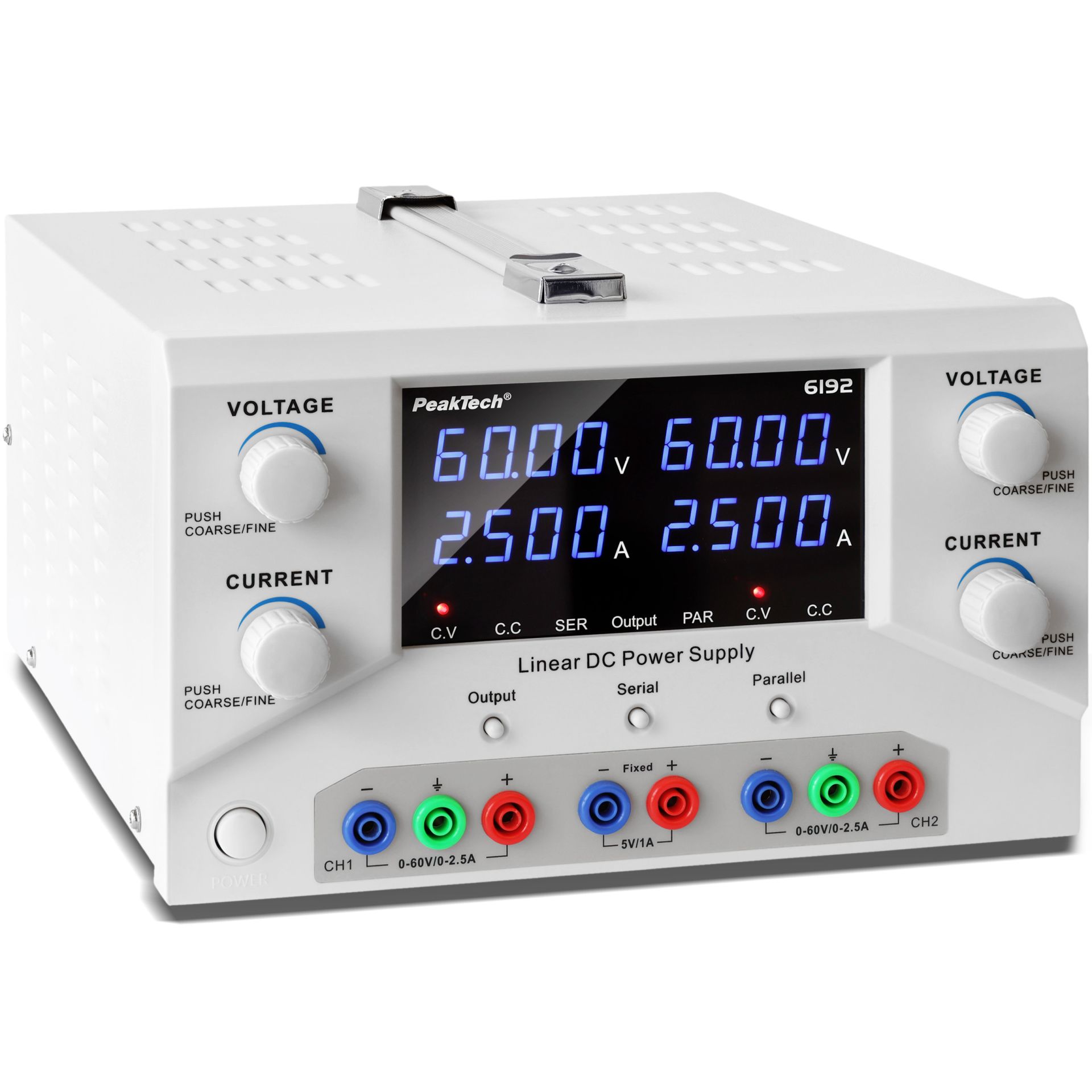 PeakTech P 6192 Digital Labornetzgerät 2x 0-60 V / 0-2,5 A DC & USB 