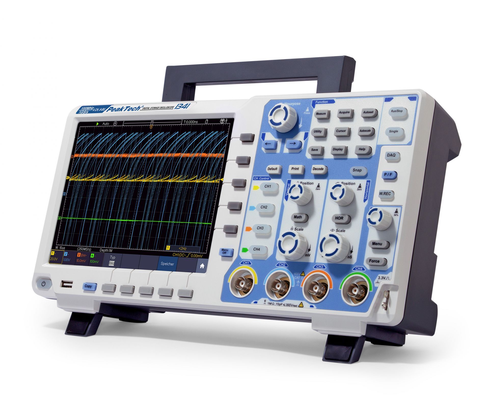 PeakTech P 1341 100 MHz / 4 CH, 1 GS/s Digitalspeicheroszilloskop