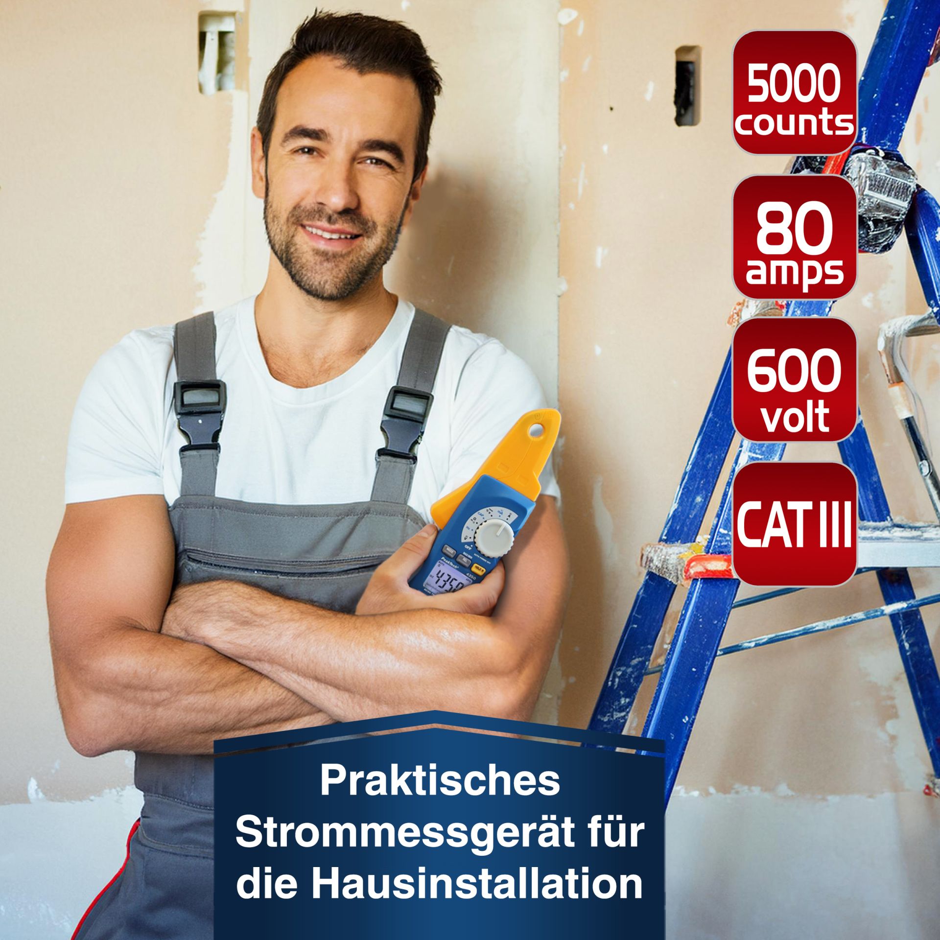 PeakTech P 4350 True RMS Stromzange 4.000 Counts 80 A AC/DC, 600 V