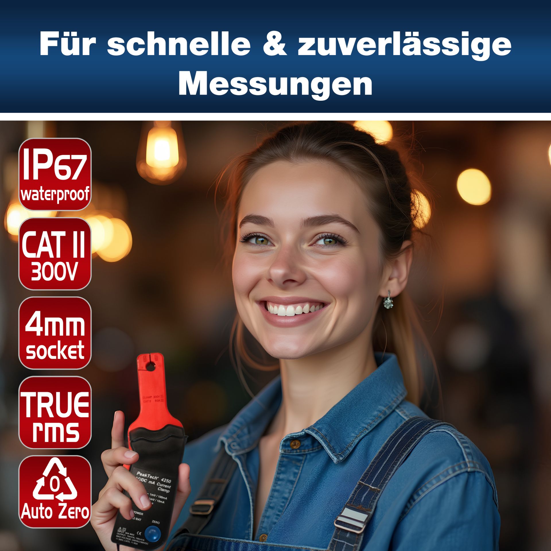 PeakTech P 4250 Stromzangenadapter 60A AC/DC mit 4mm Stecker 