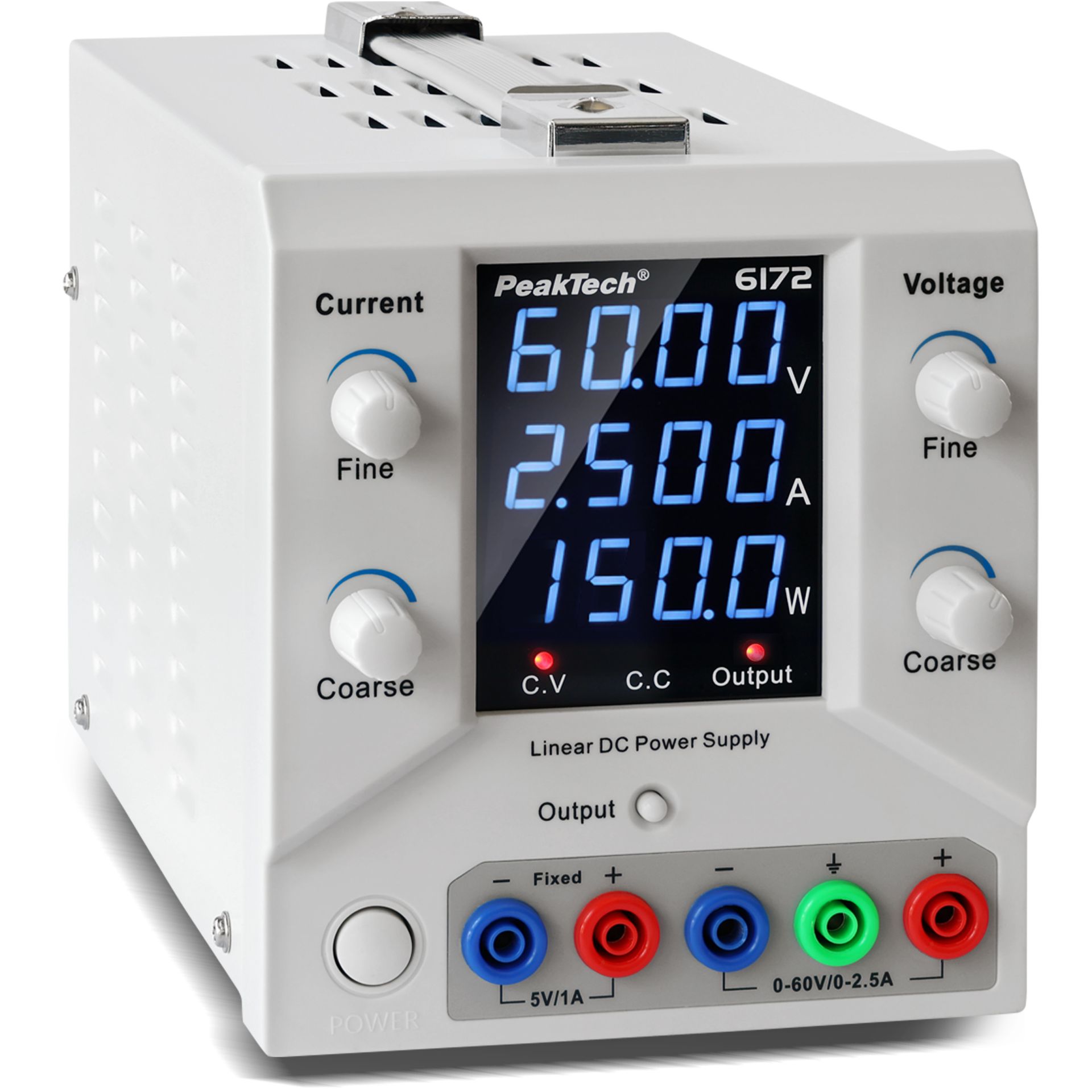 PeakTech P 6172 Digital Labornetzgerät 0-60 V / 0-2,5 A DC & USB 