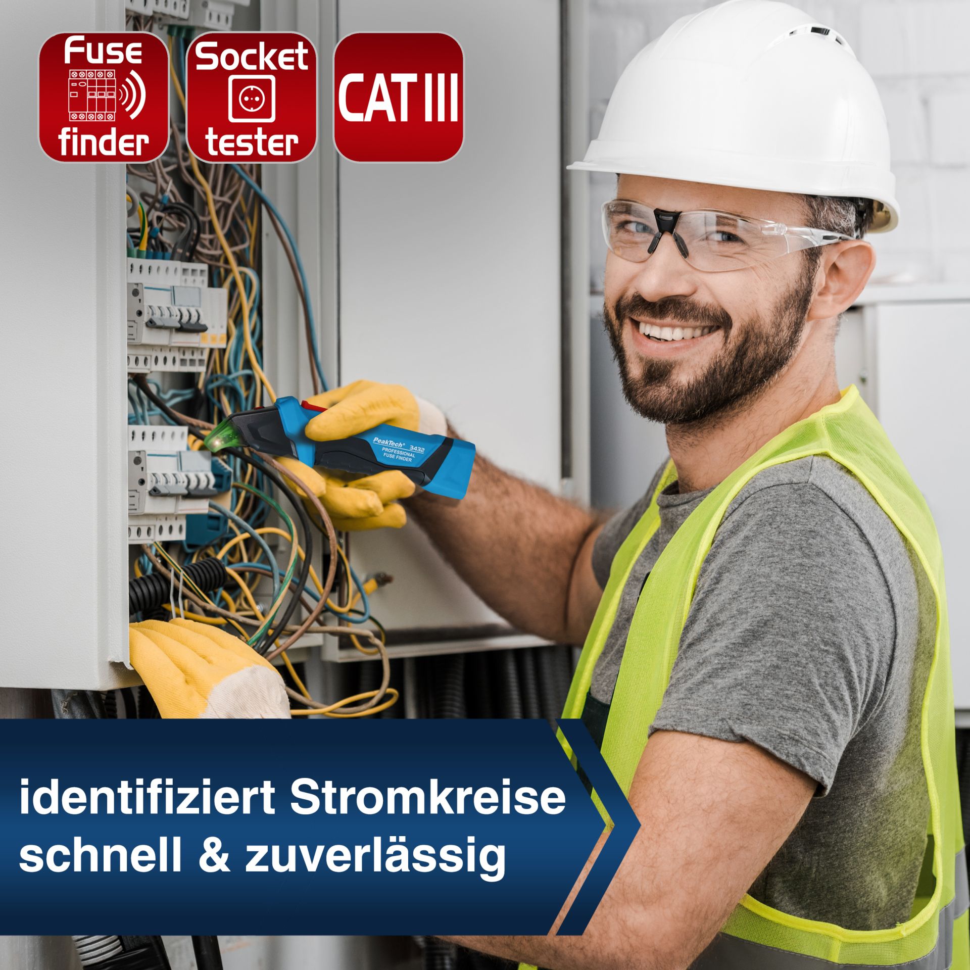 PeakTech® P 3432 Sicherungsfinder mit RCD Tester