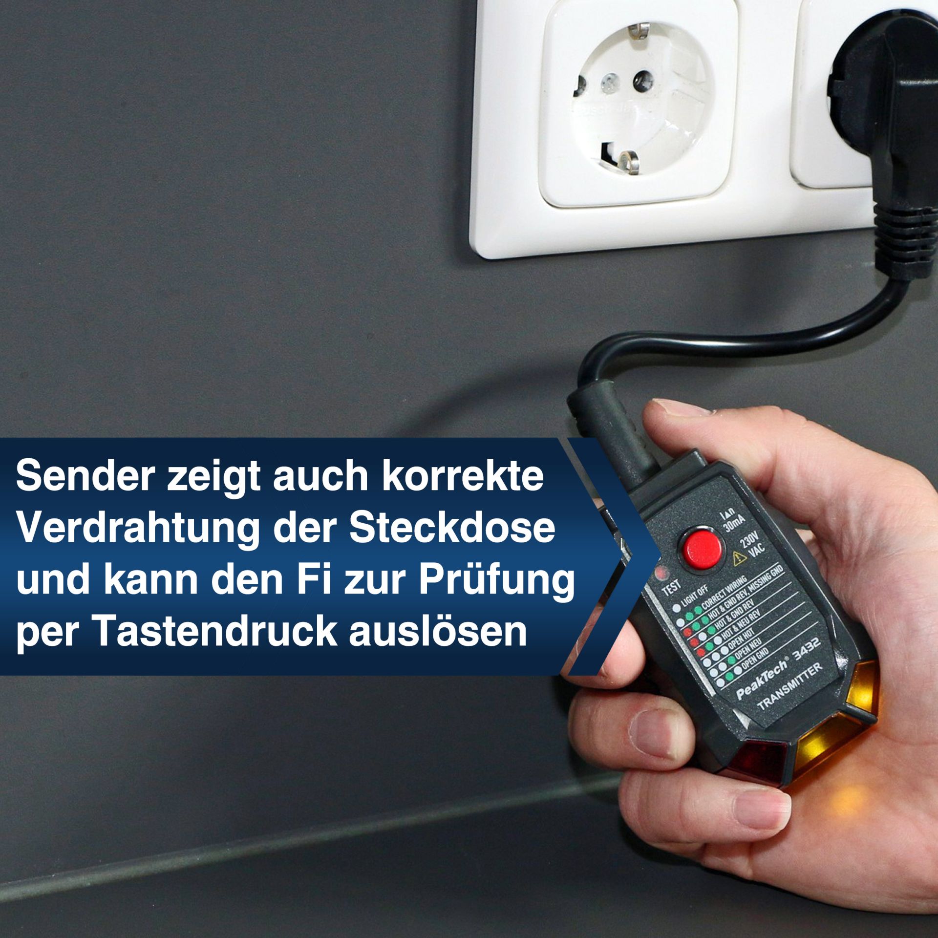 PeakTech® P 3432 Sicherungsfinder mit RCD Tester