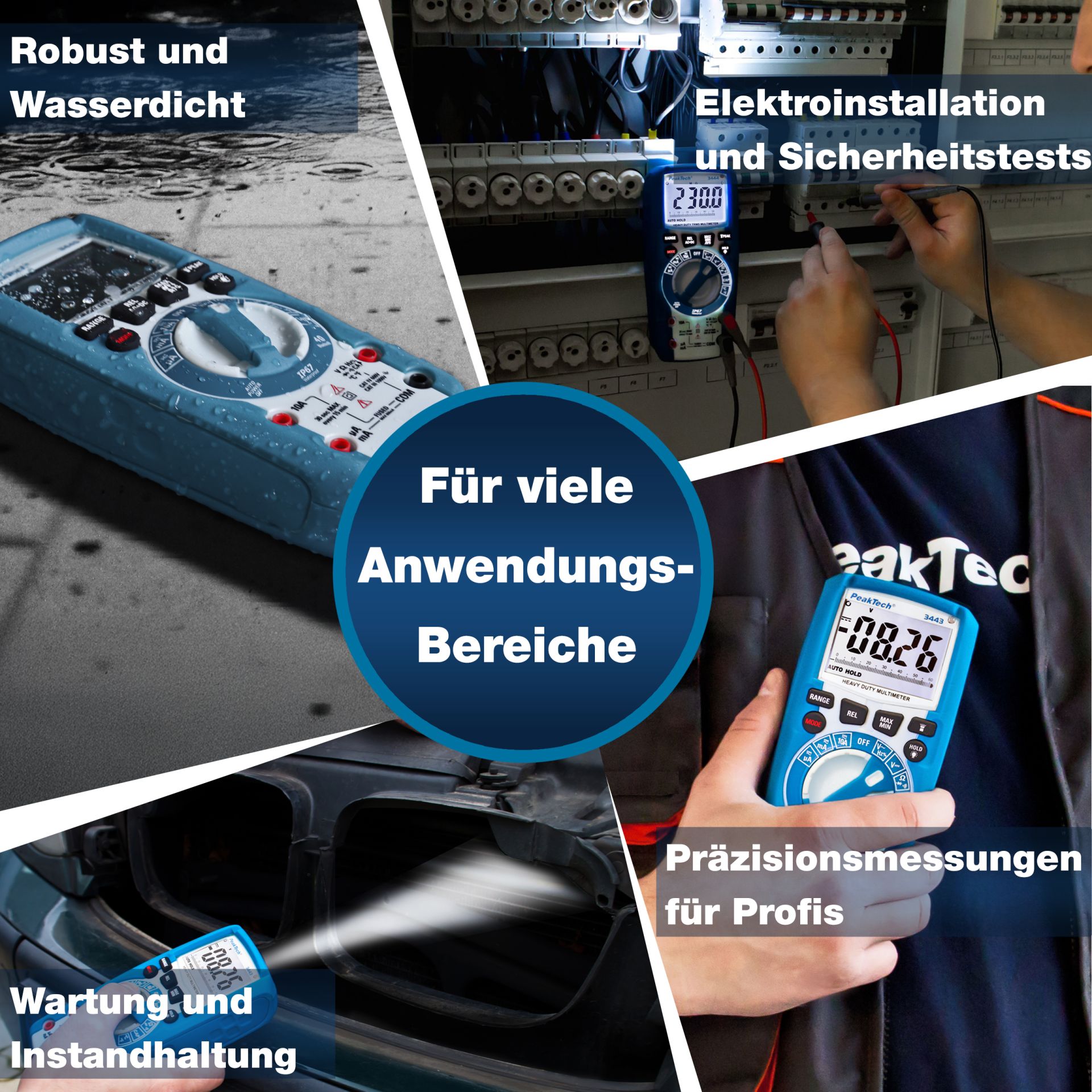 PeakTech P 3443 Digitalmultimeter 6.000 Counts, IP67 