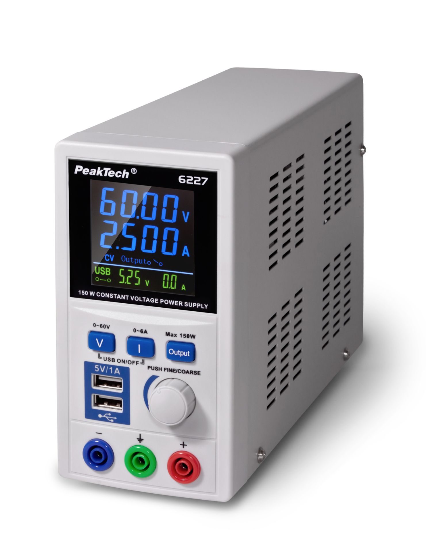PeakTech P 6227 DC Schaltnetzgerät 0-60 V / 0-6 A mit 2 x USB 