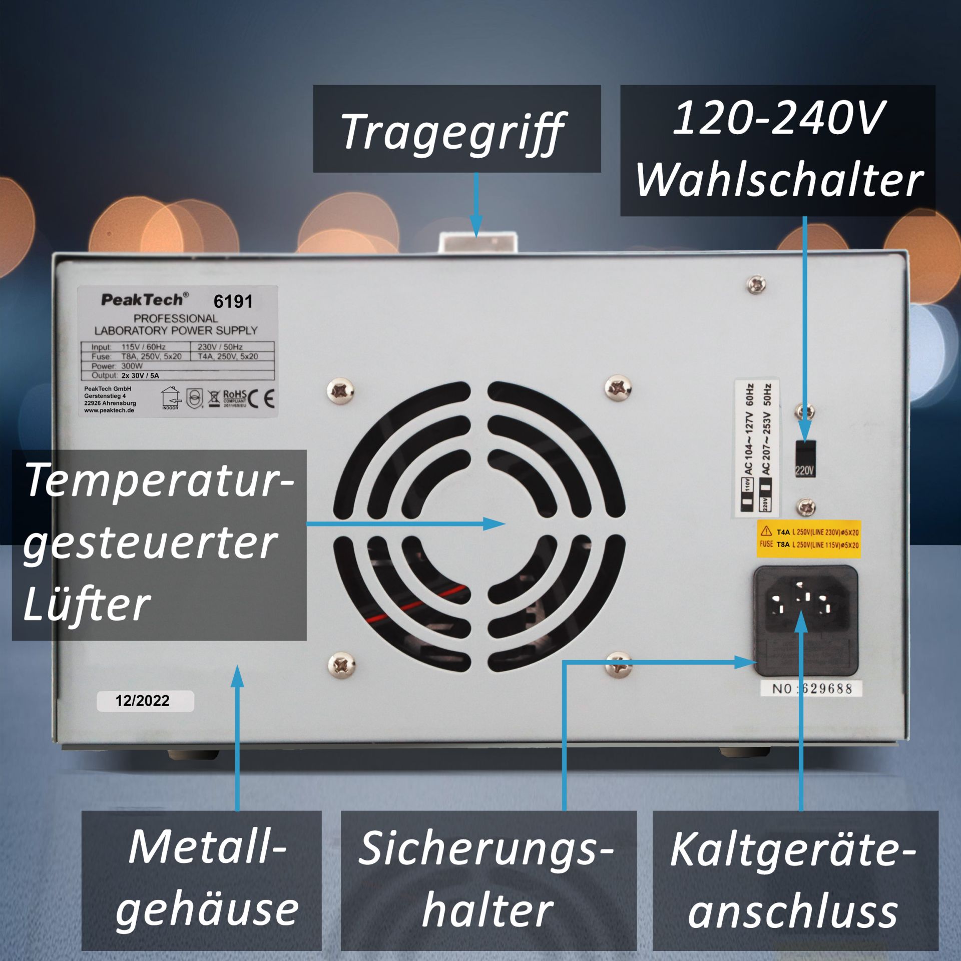 PeakTech P 6191 Digital Labornetzgerät 2x 0-30 V / 0-5 A DC 