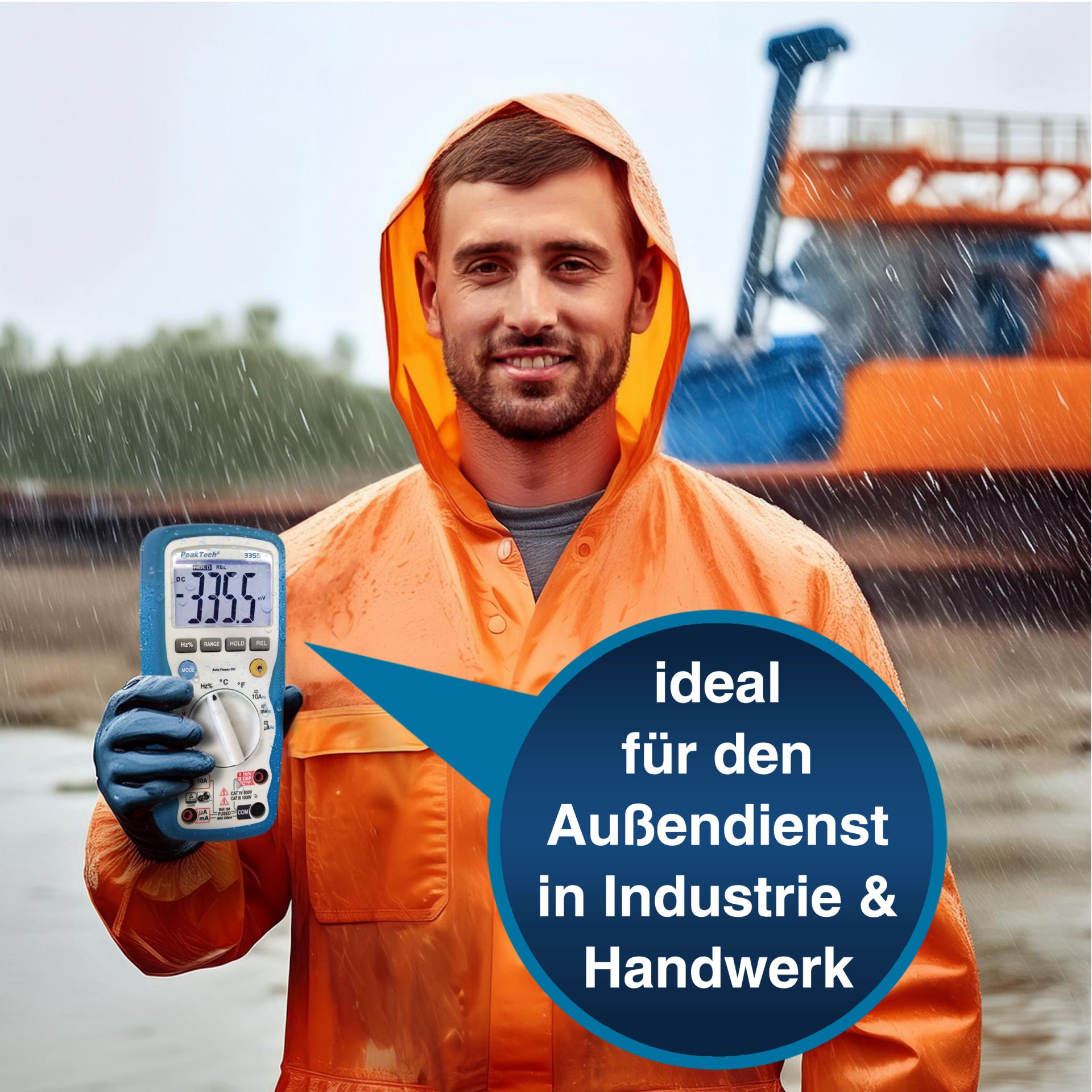 PeakTech P 3355 Digitalmultimeter, 4.000 Counts, IP67 