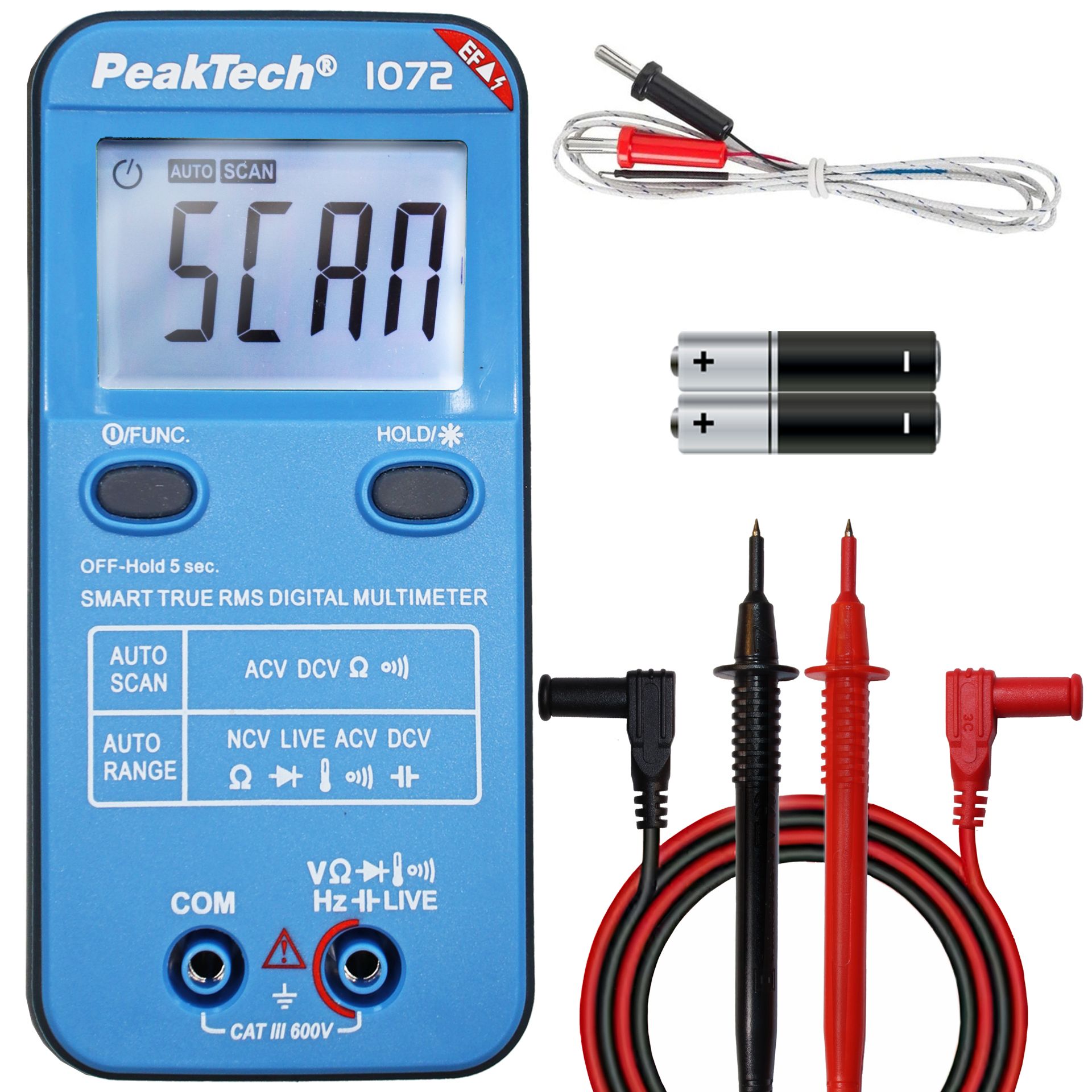 PeakTech P 1072 600V AC/DC Smart-Multimeter mit NCV und Live-Test 