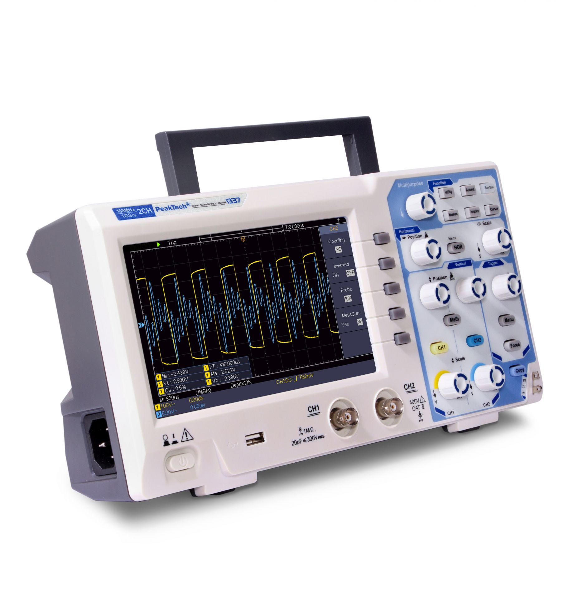 PeakTech P 1337 100 MHz / 2 CH, 1 GS/s Digitalspeicheroszilloskop