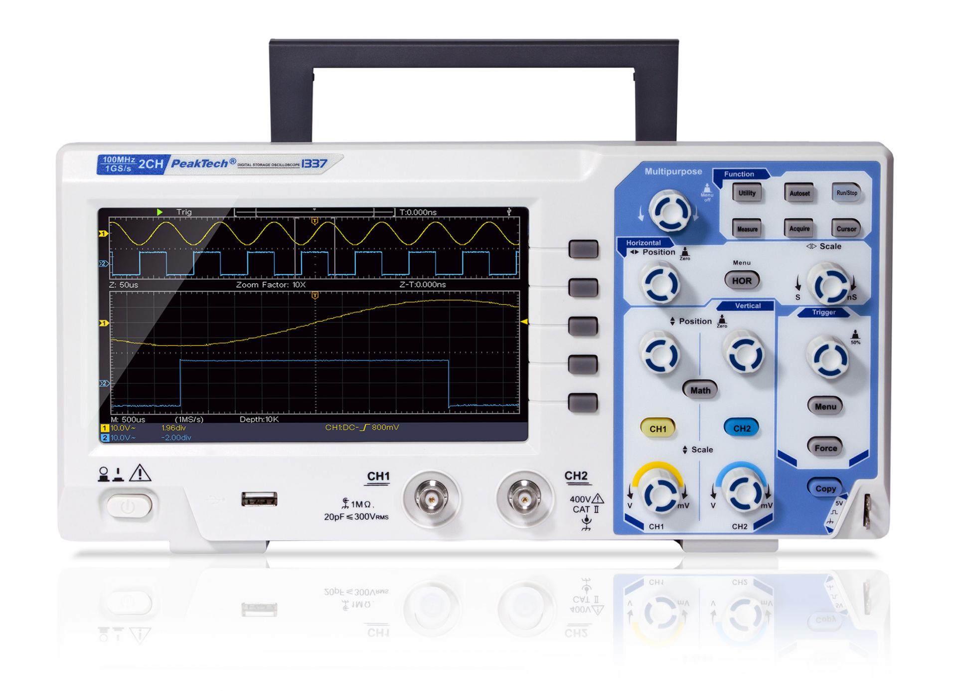 PeakTech P 1337 100 MHz / 2 CH, 1 GS/s Digitalspeicheroszilloskop