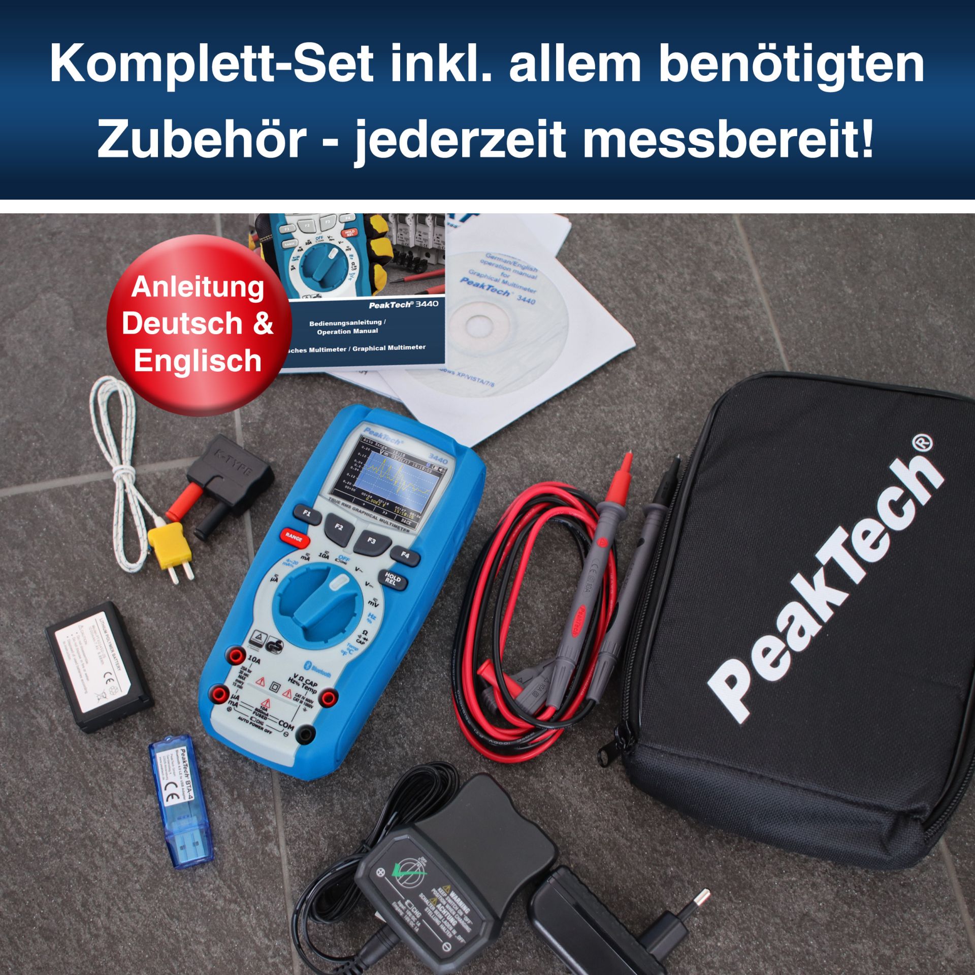 PeakTech P 3440 True RMS grafisches Multimeter 50.000 Counts