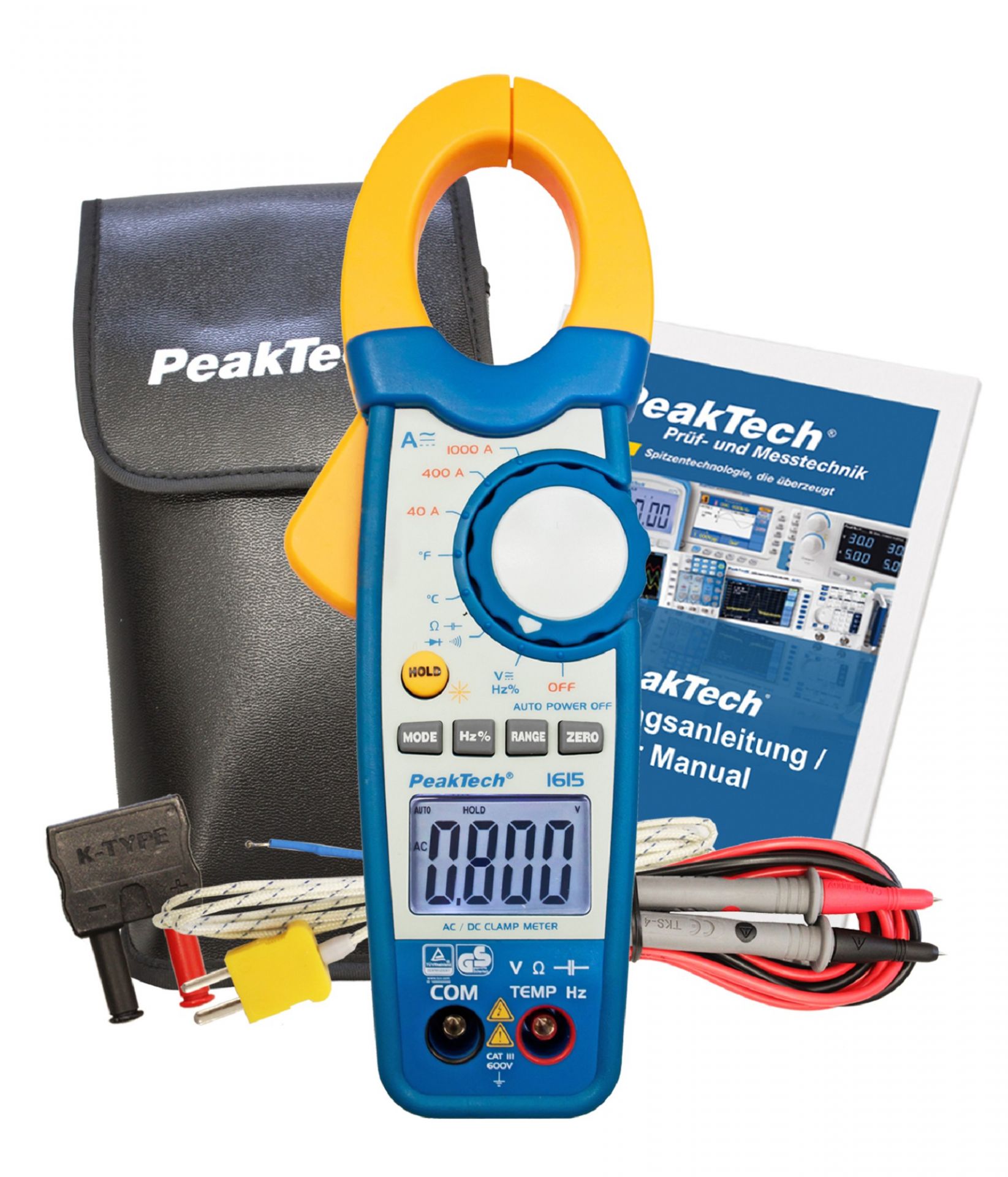 PeakTech P 1625 TrueRMS Stromzange 4.000 Counts 1000 A AC/DC