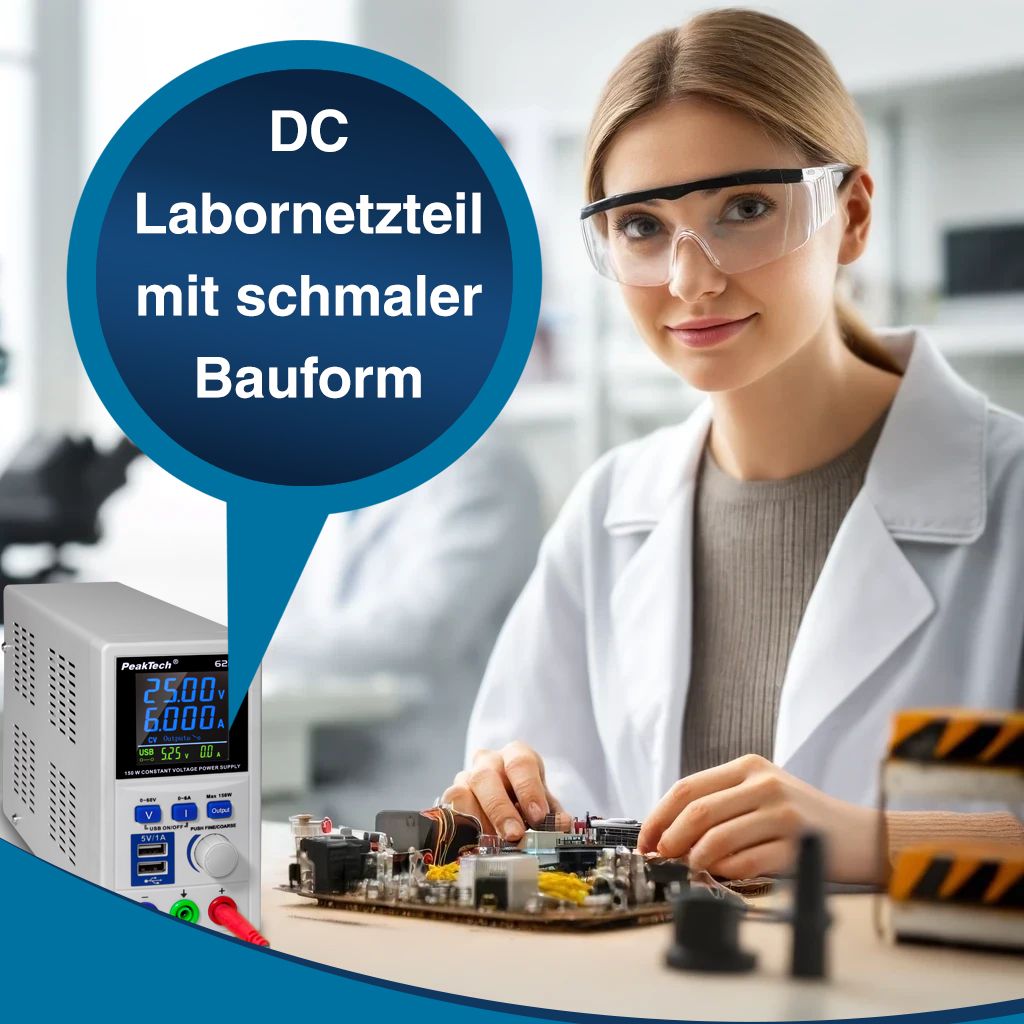 PeakTech P 6227 DC Schaltnetzgerät 0-60 V / 0-6 A mit 2 x USB 