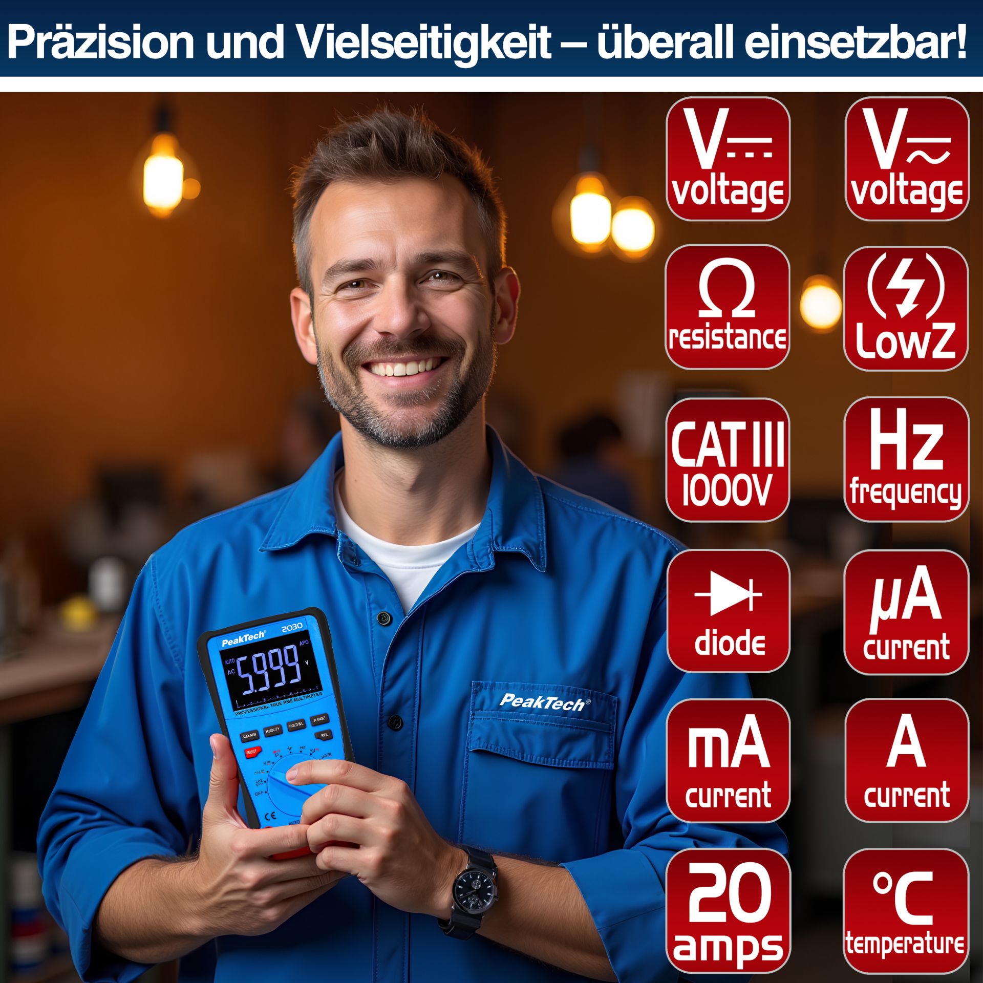 PeakTech P 2030 True RMS 1000 V Digitalmultimeter 6000 Counts