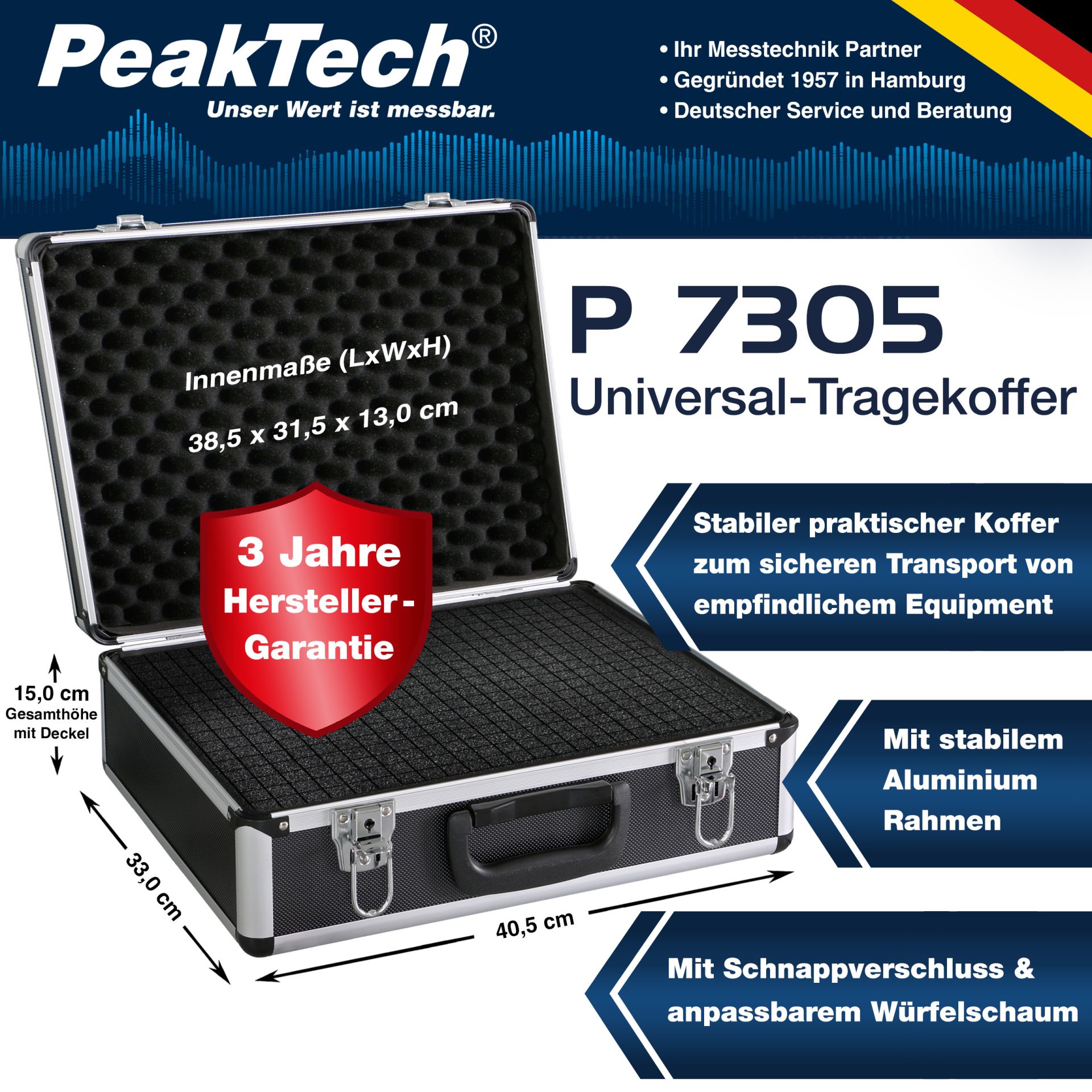 PeakTech P 7305 Koffer für Messgeräte 405 x 330 x 150 mm