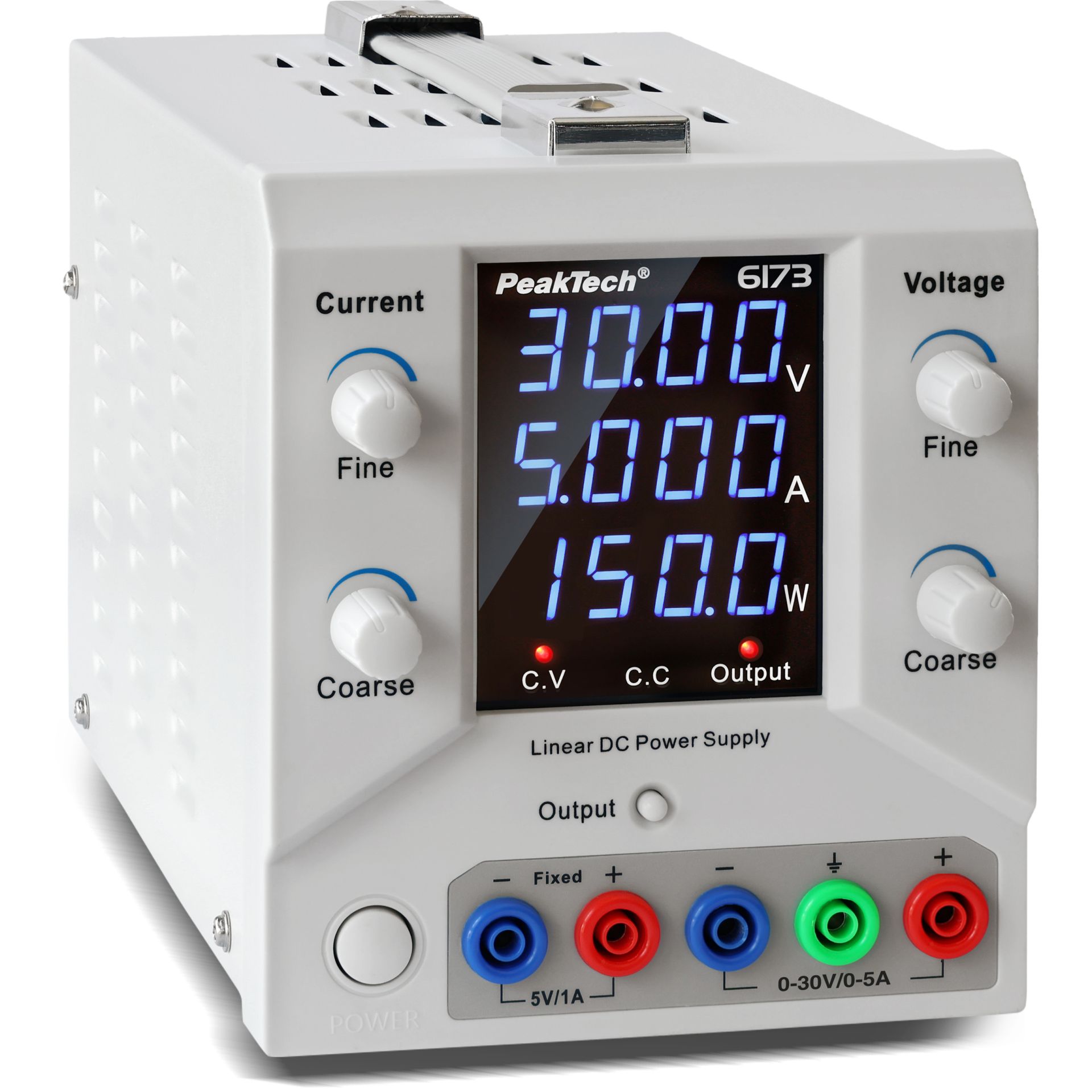 PeakTech P 6173 Digital Labornetzgerät 0-30 V / 0-5 A DC & USB 
