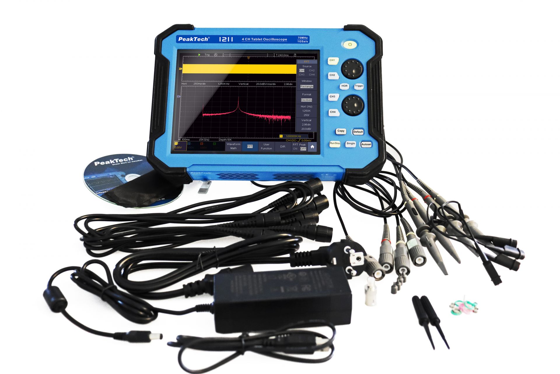 PeakTech P 1211 70 MHz / 4 CH, 1 GS/s Tablet Oszilloskop