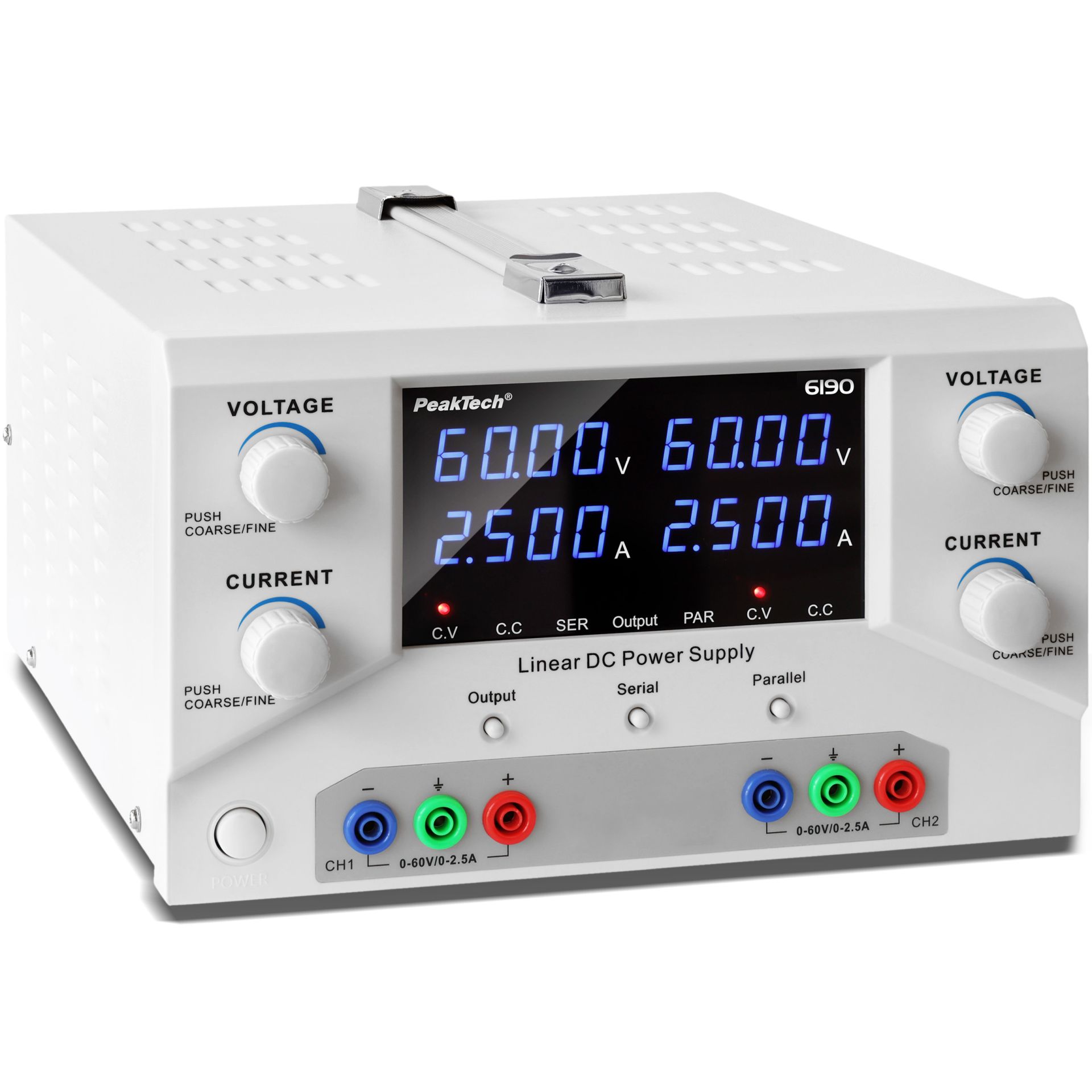 PeakTech P 6190 Digital Labornetzgerät 2x 0-60 V / 0-2,5 A DC 
