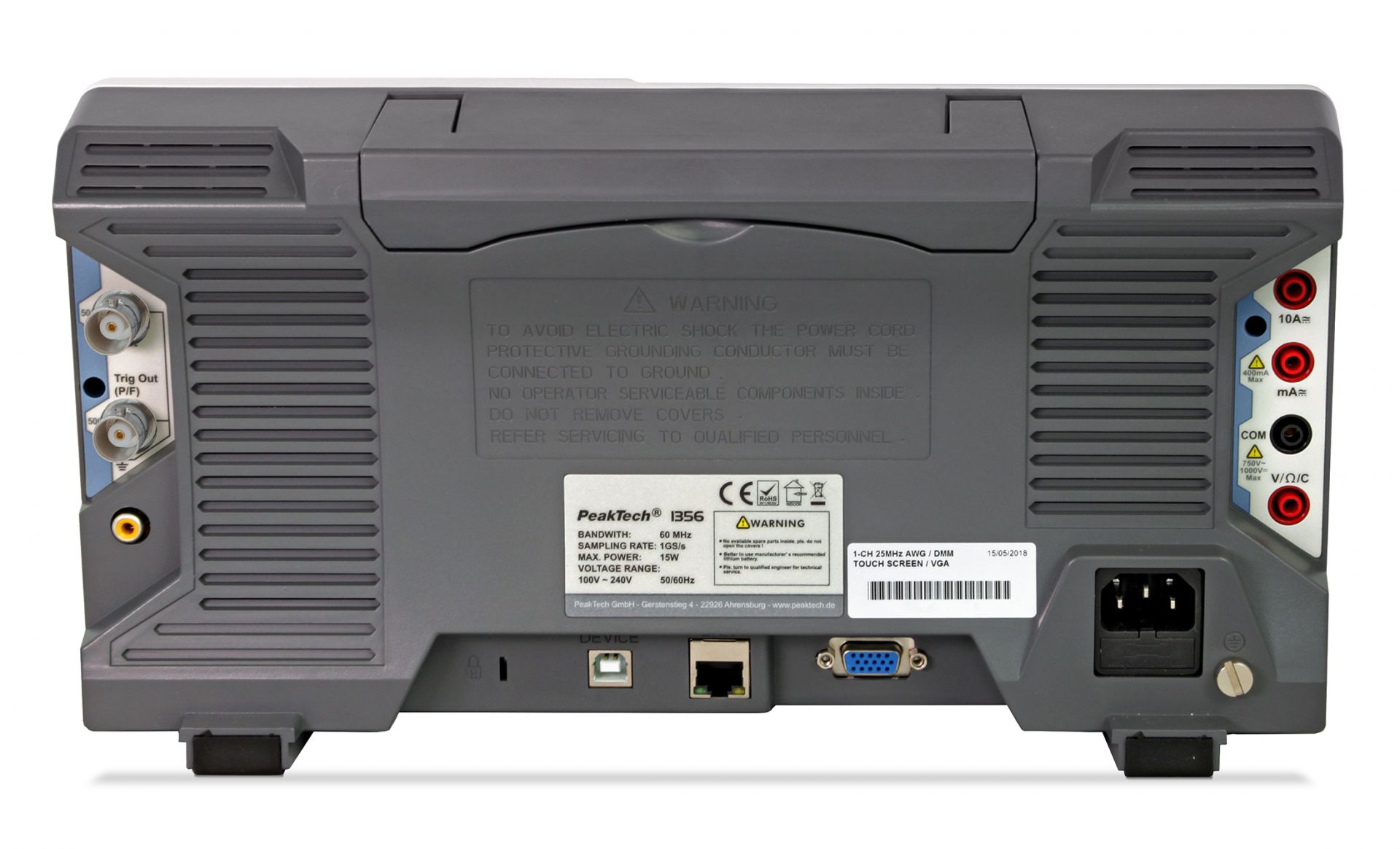 PeakTech P 1362 200 MHz / 2 CH, 2 GS/s Touchscreen-Oszilloskop