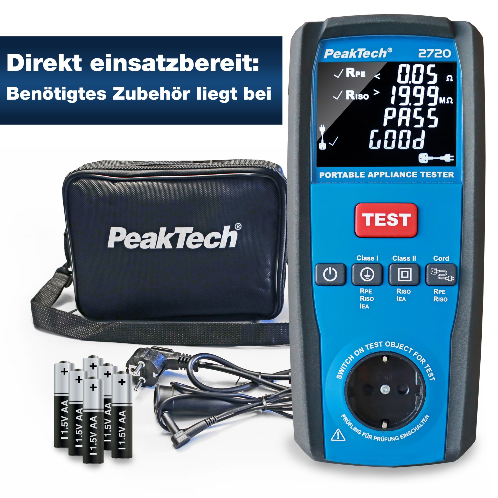 PeakTech P 2720 PAT-Tester für ortsveränderliche Geräte 