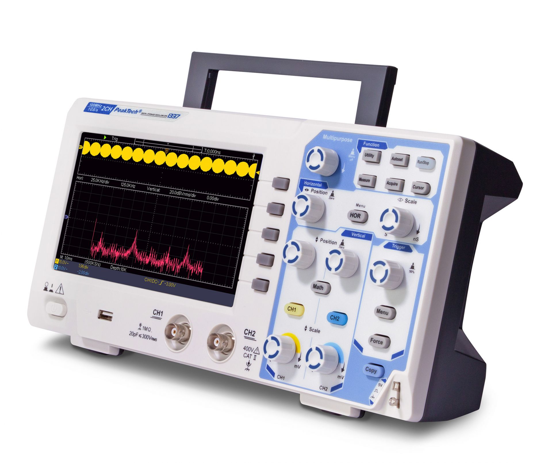 PeakTech P 1337 100 MHz / 2 CH, 1 GS/s Digitalspeicheroszilloskop