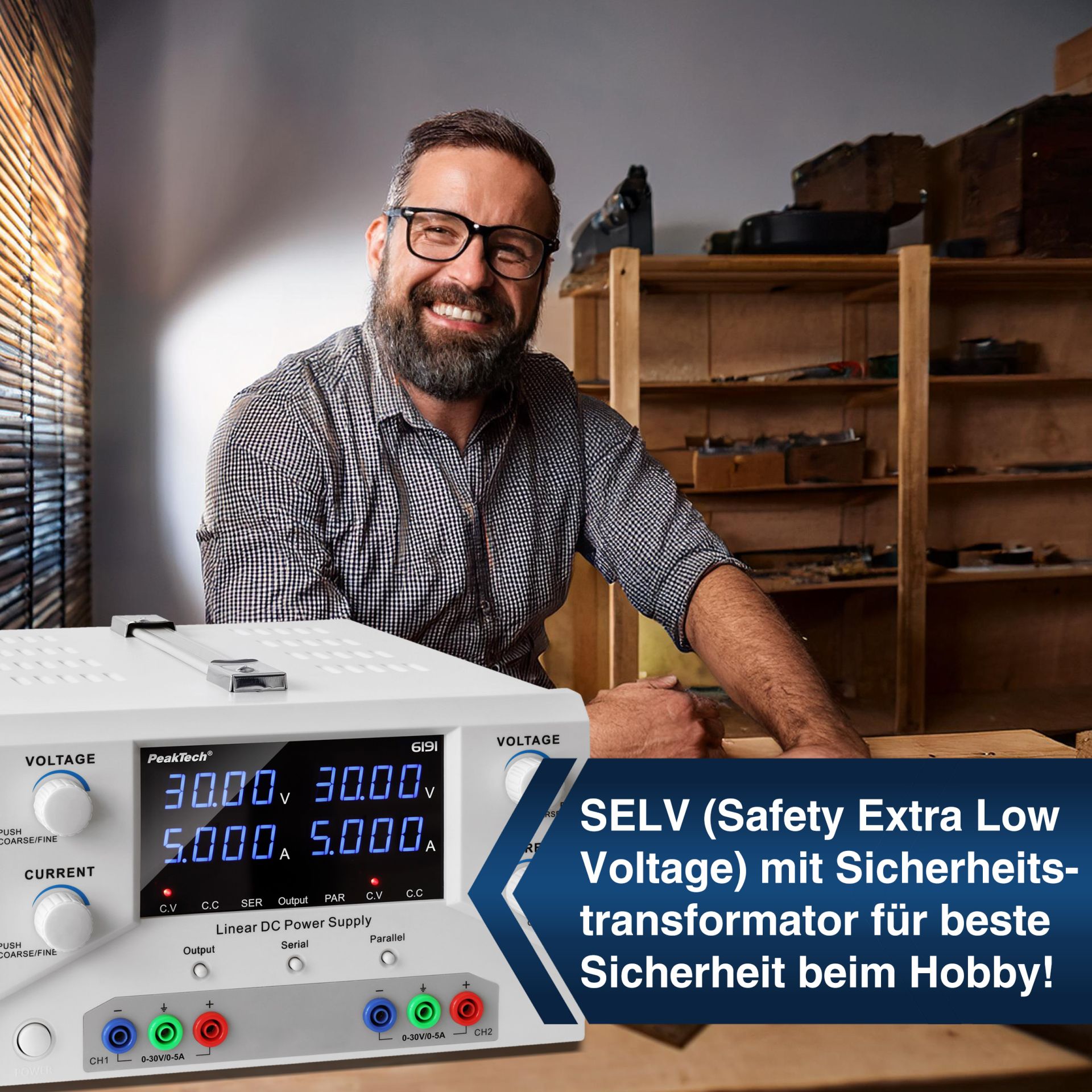 PeakTech P 6191 Digital Labornetzgerät 2x 0-30 V / 0-5 A DC 