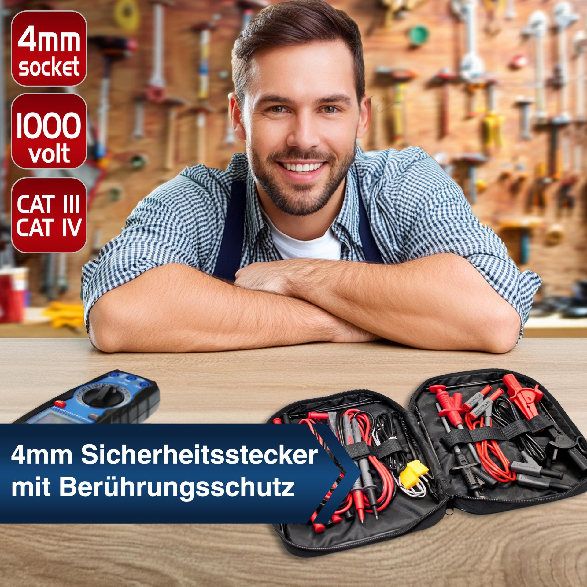 «PeakTech® P 8200» Messzubehör-Set mit diversen Leitungen / Klemmen