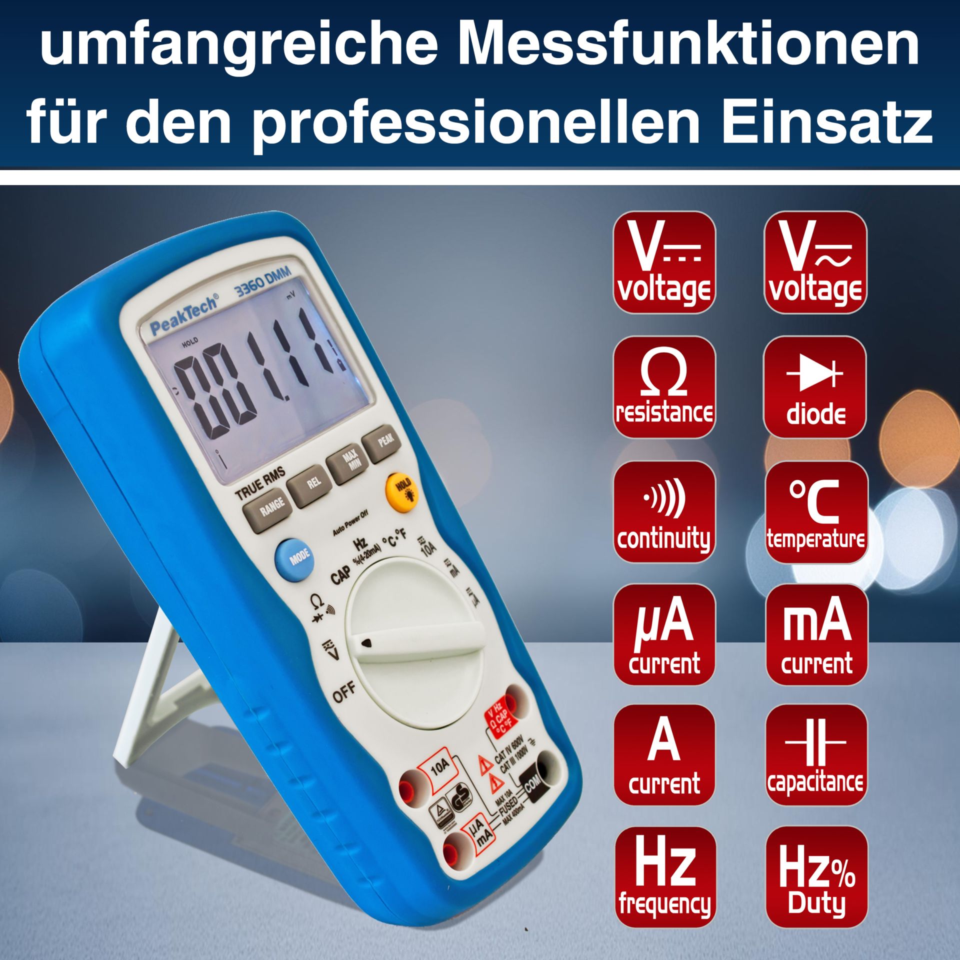 PeakTech P 3360 Digitalmultimeter, 40.000 Counts, IP67 mit TrueRMS 