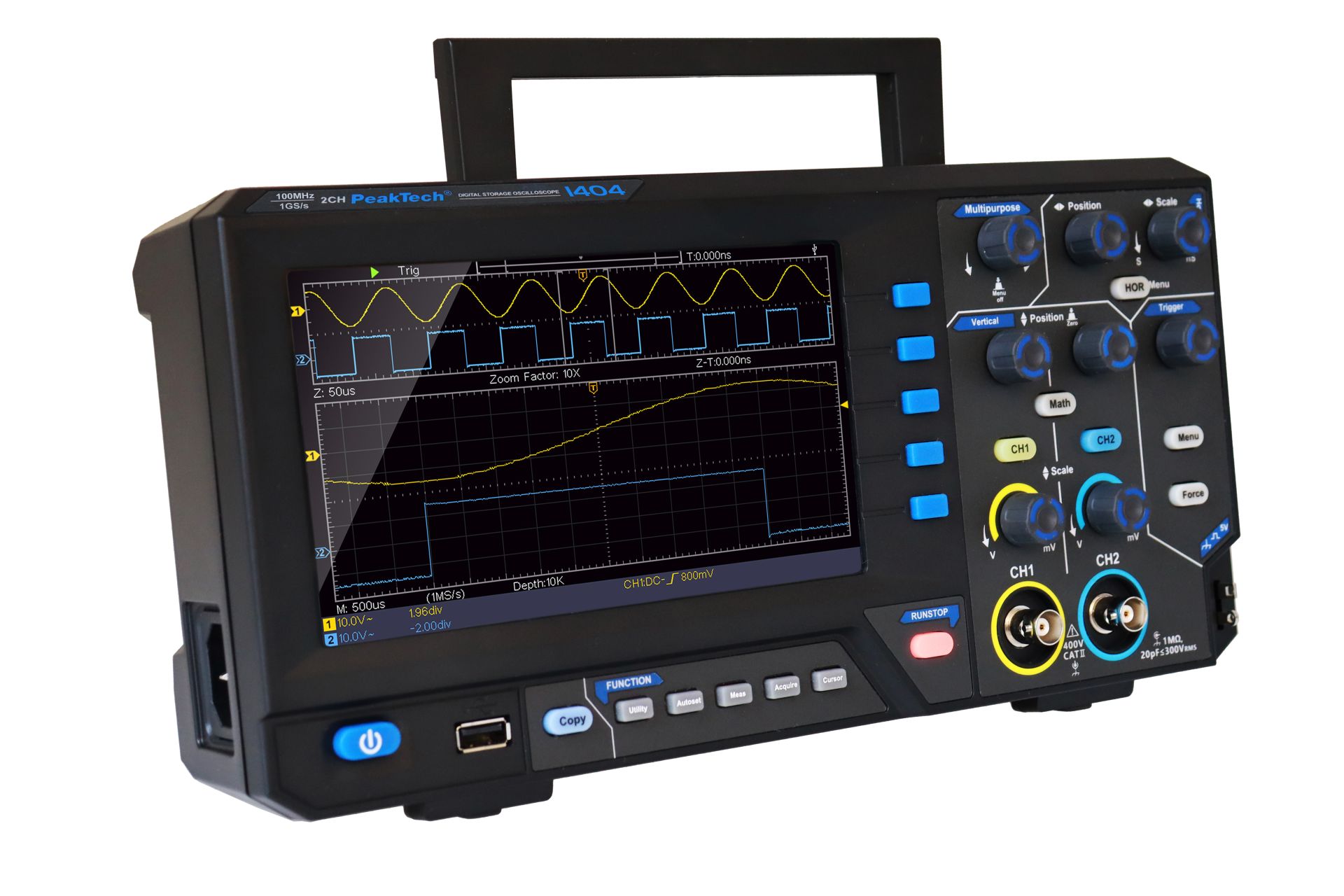 PeakTech P 1404 100 MHz / 2 CH, 1 GS/s Digitalspeicheroszilloskop