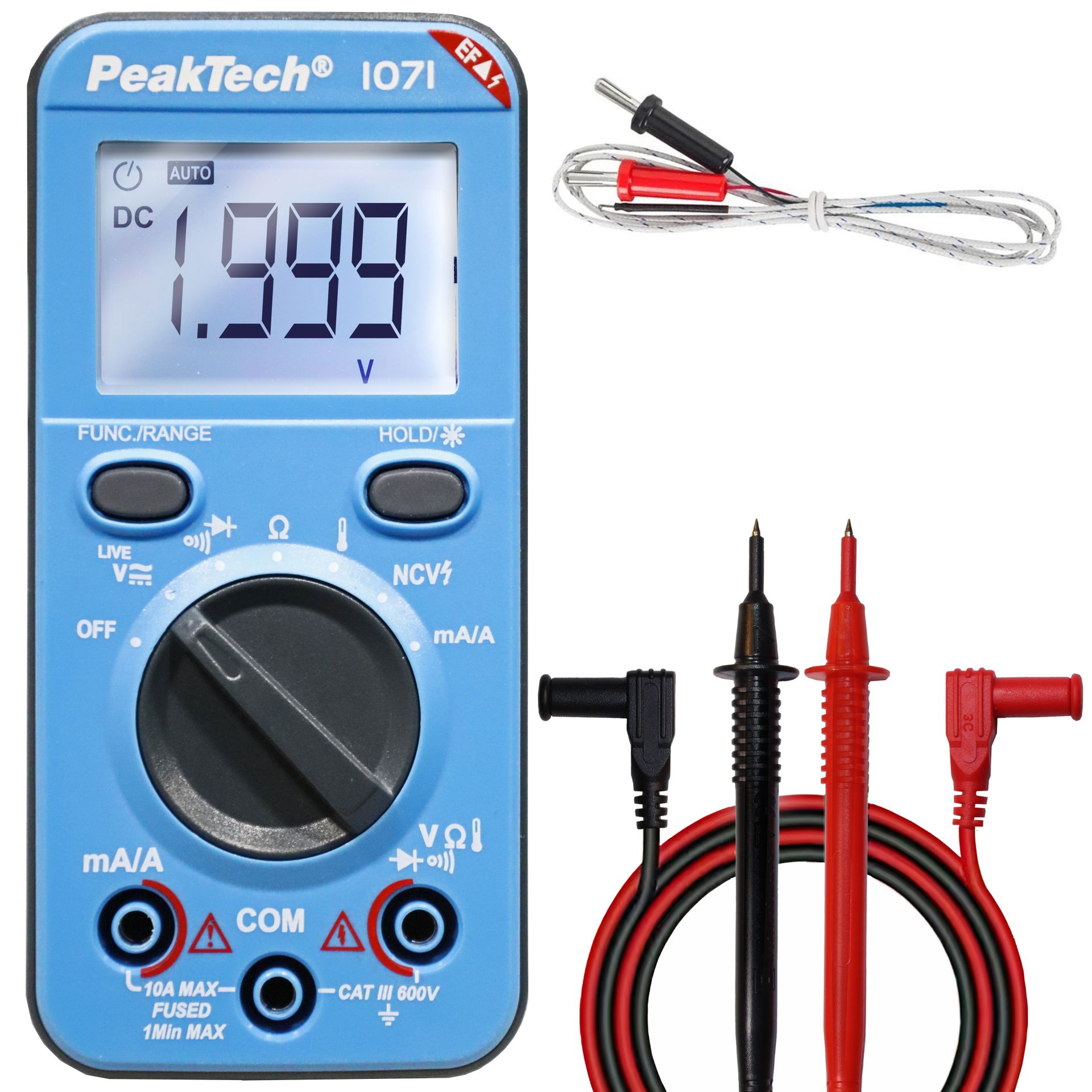 PeakTech P 1071 600V AC/DC Digitalmultimeter mit NCV und Live-Test 
