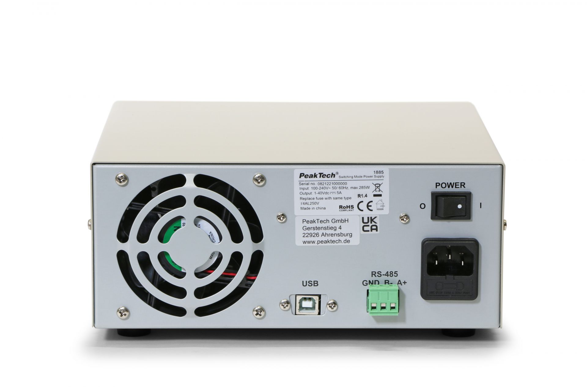 PeakTech P 1885 Labor-Schaltnetzteil DC 1 - 40V / 0 - 5A mit USB 