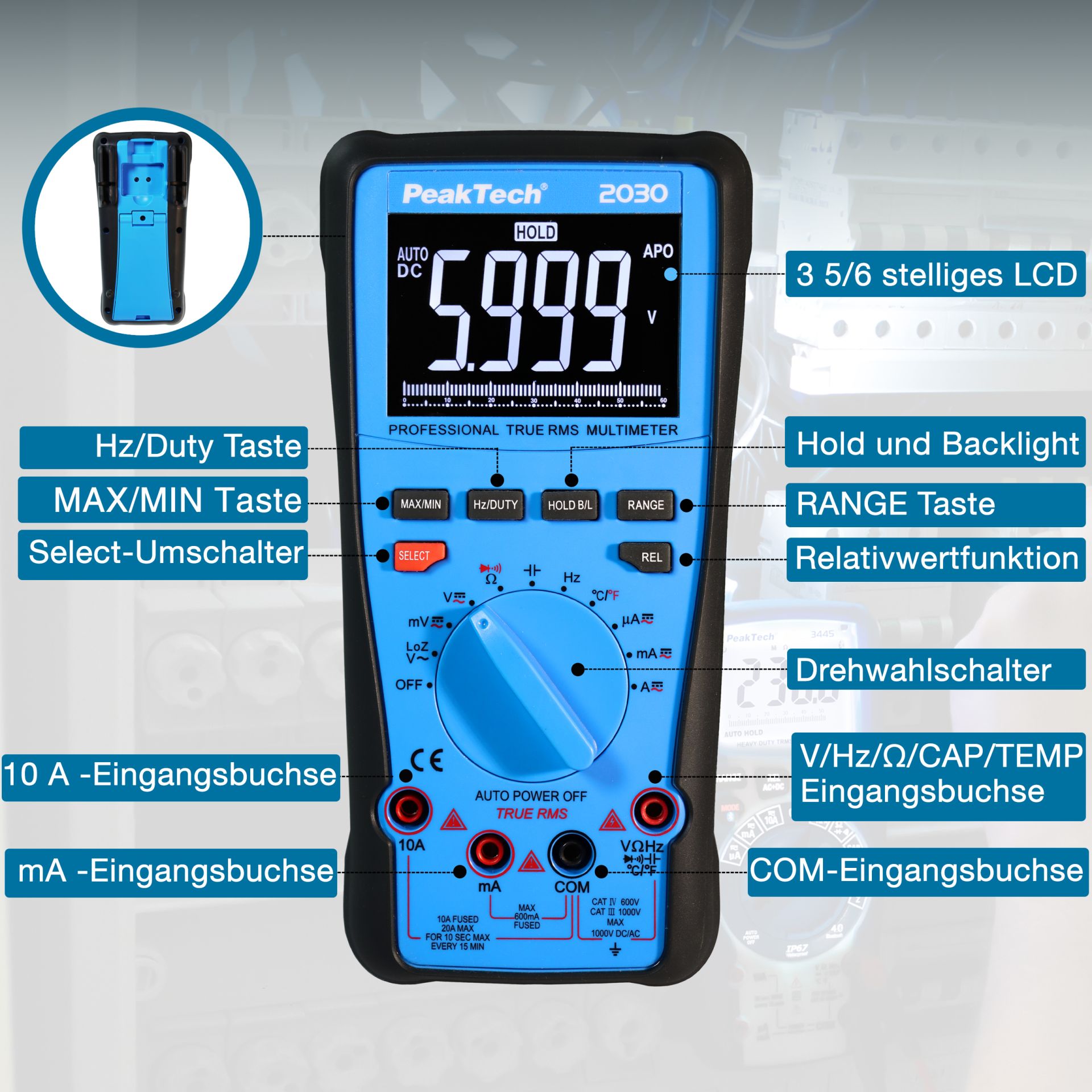 PeakTech P 2030 True RMS 1000 V Digitalmultimeter 6000 Counts