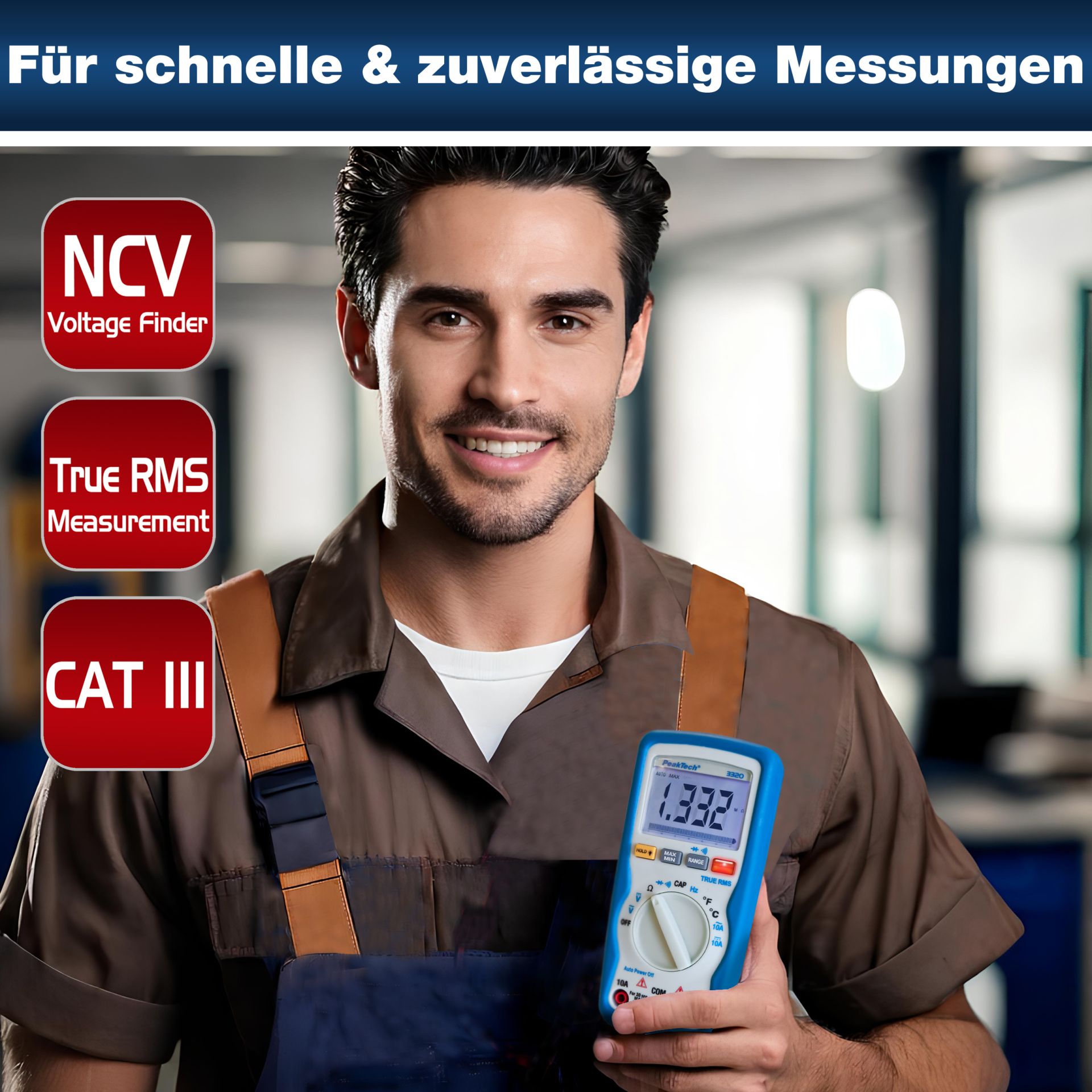 PeakTech P 3320 Digitalmultimeter, 6.000 Counts, TrueRMS 