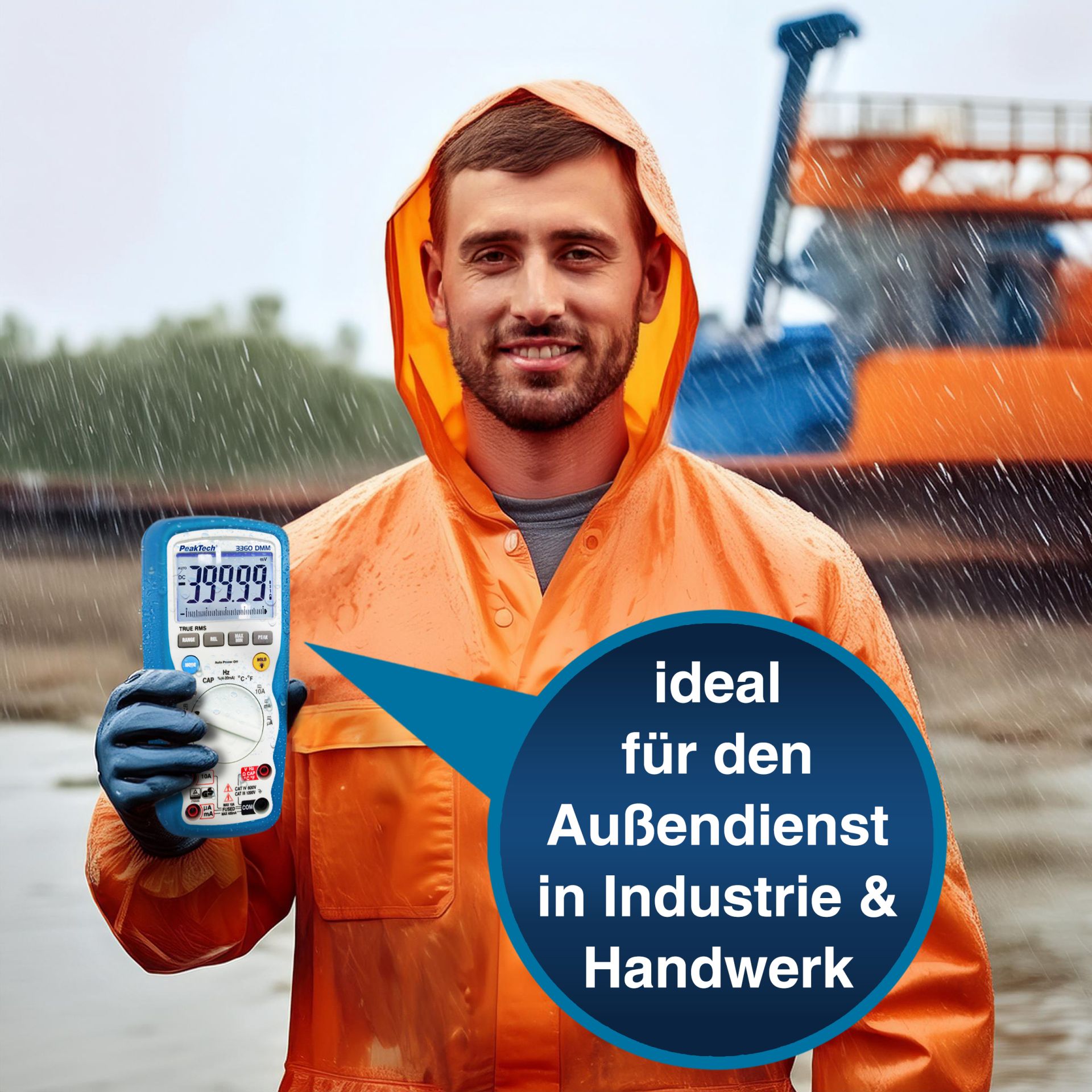 PeakTech P 3360 Digitalmultimeter, 40.000 Counts, IP67 mit TrueRMS 