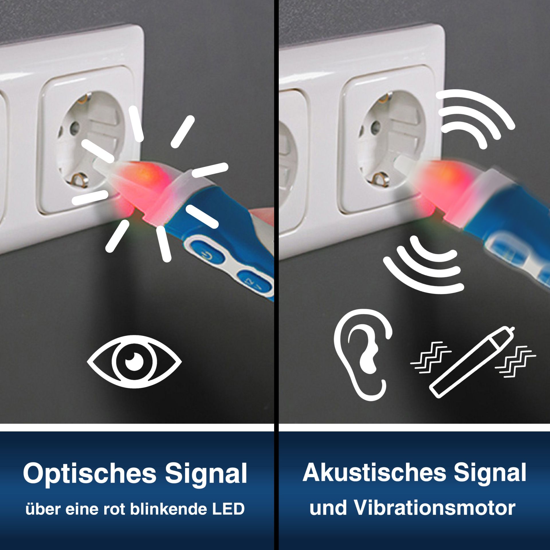 PeakTech P 1032 AC-Spannungsprüfer 12 - 1000 V AC mit Vibration