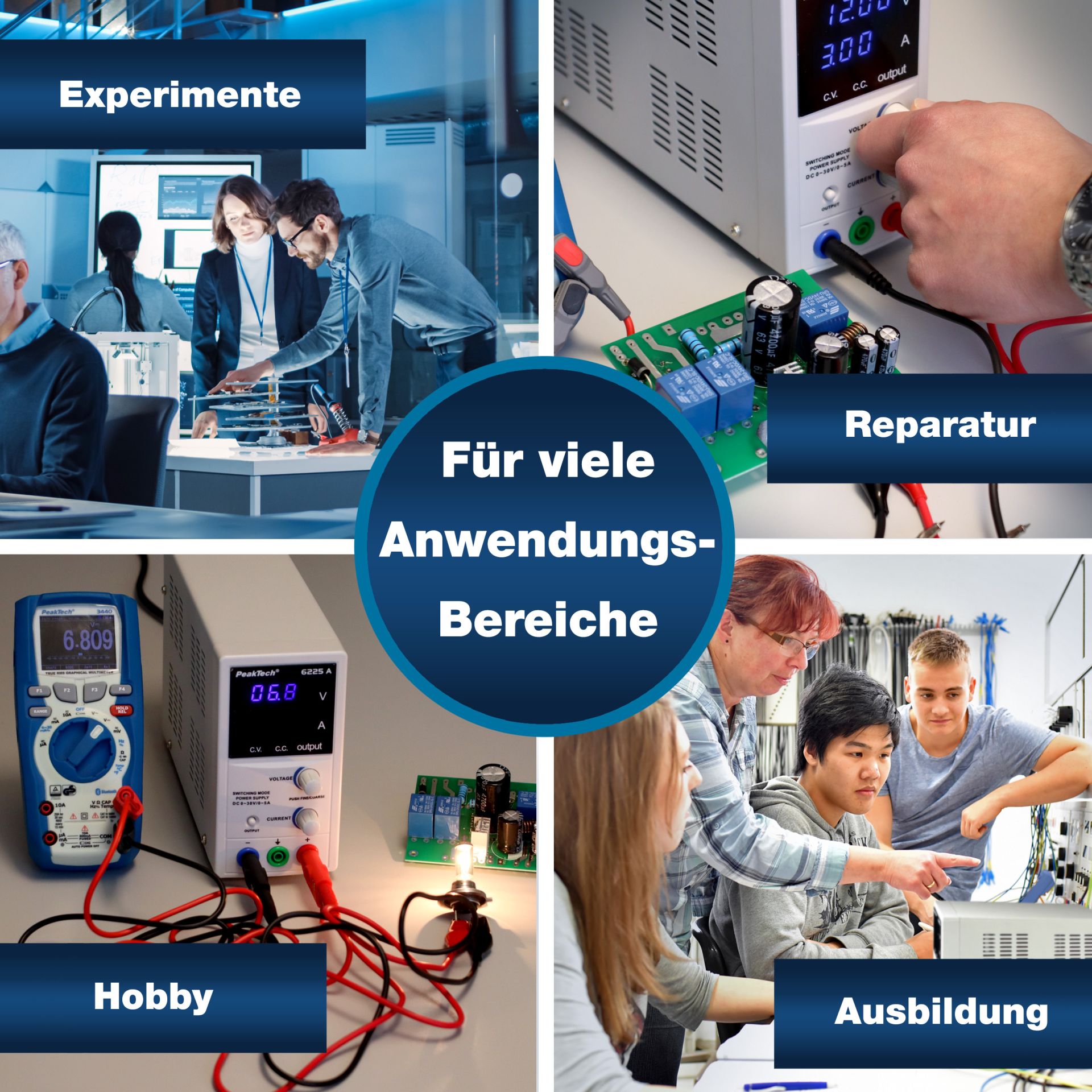 PeakTech P 6225 A Labor-Schaltnetzteil DC 0 - 30 V/0 - 5 A 