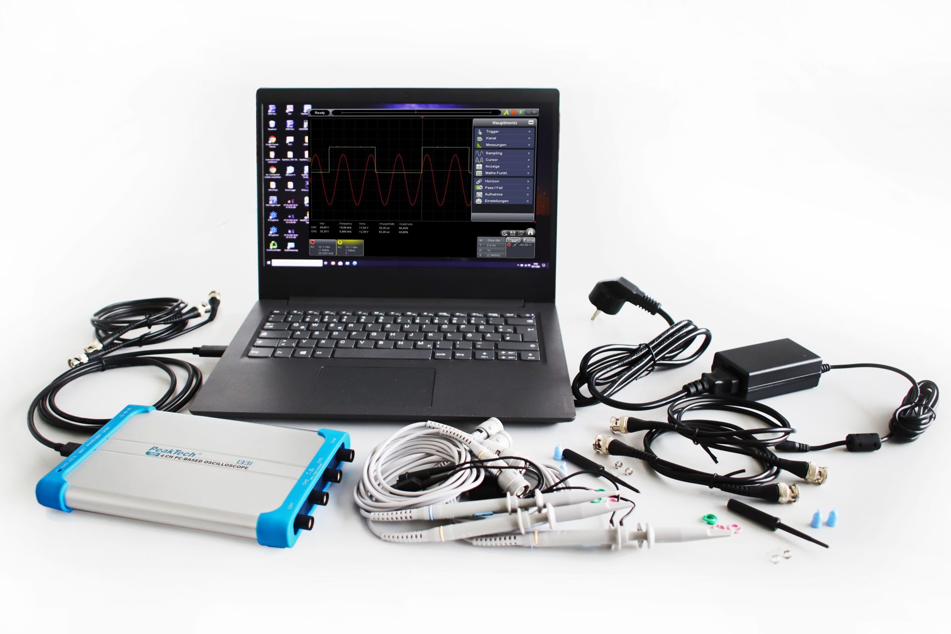 PeakTech P 1331 100 MHz / 4 CH, 1 GS/s PC-Oszilloskop mit USB&LAN