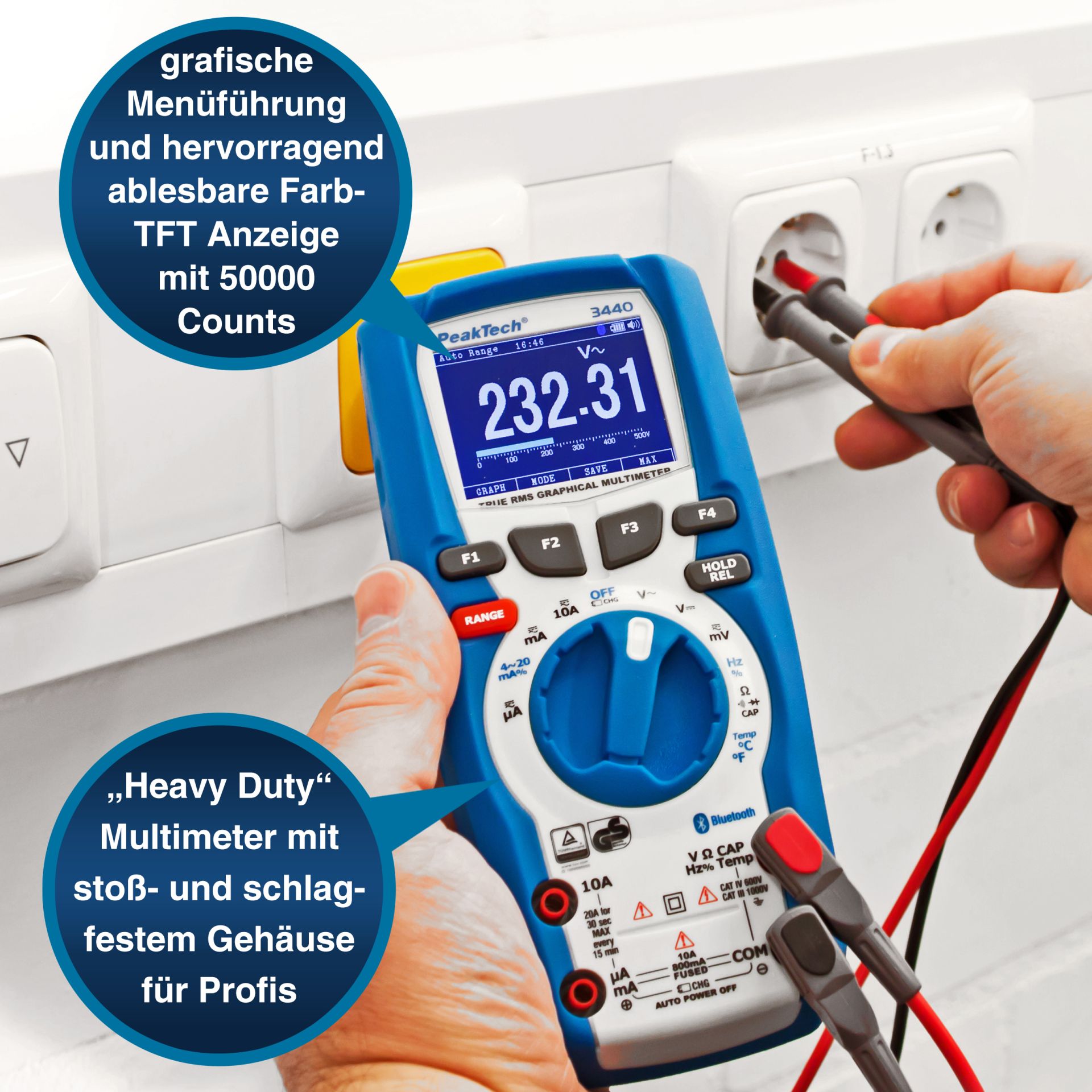 PeakTech P 3440 True RMS grafisches Multimeter 50.000 Counts